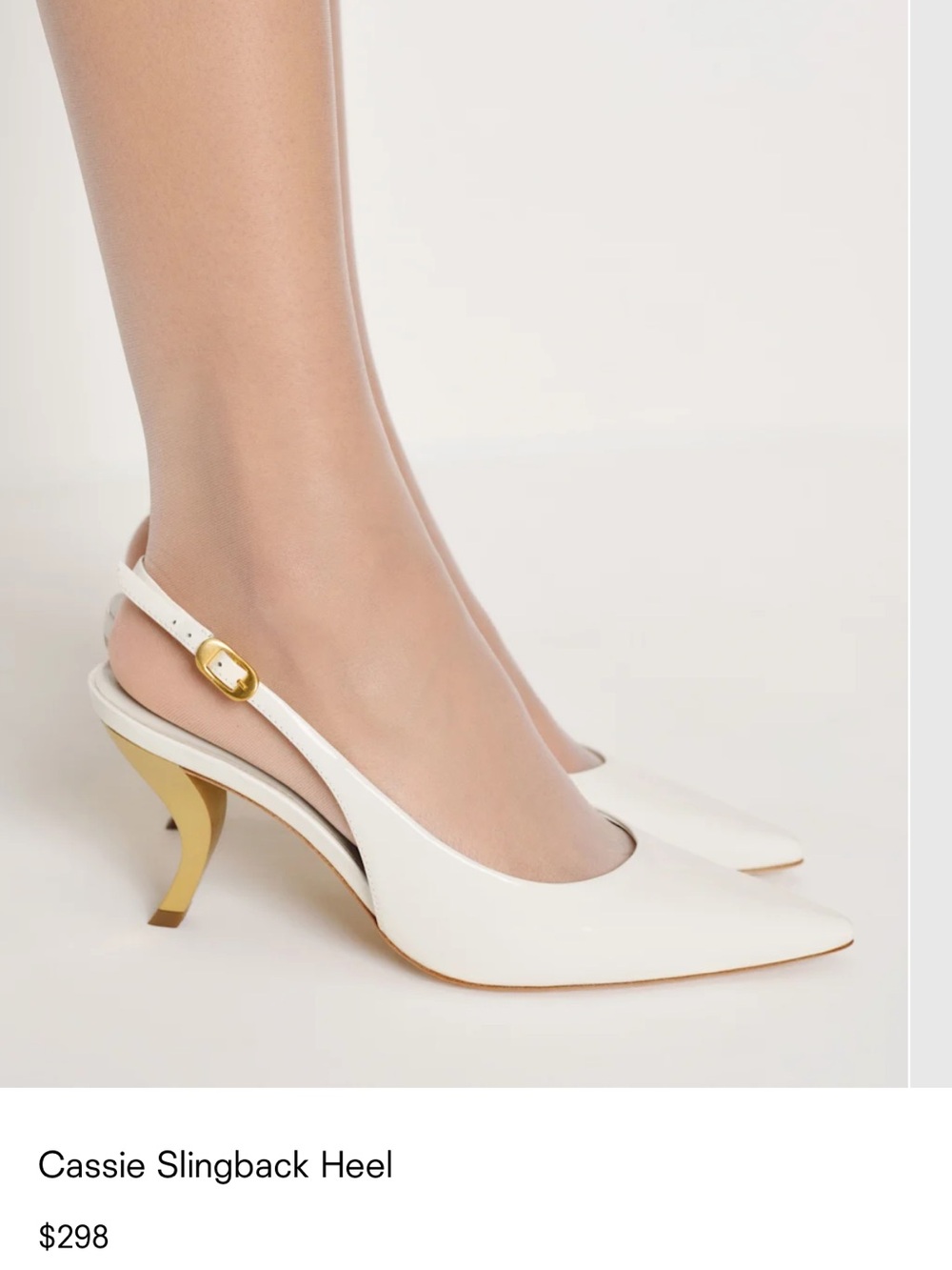 Reformation Cassie Slingback Heel White Patent Size 7.5